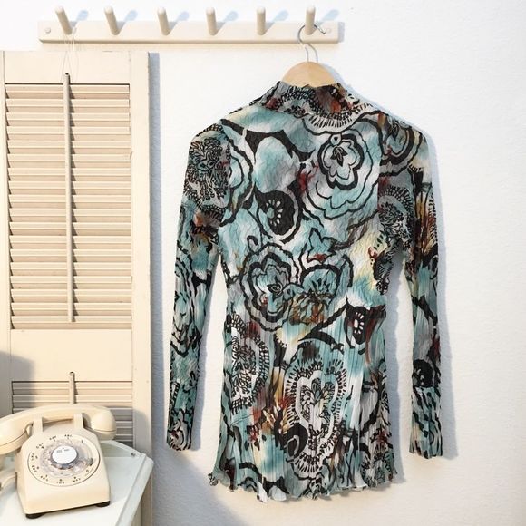 Alberto Makali Crinkle Crepe Long Sleeve Designer Top Blouse Shirt - Picture 6 of 7